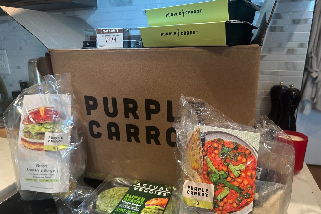 A box of purple carrot meals in a box