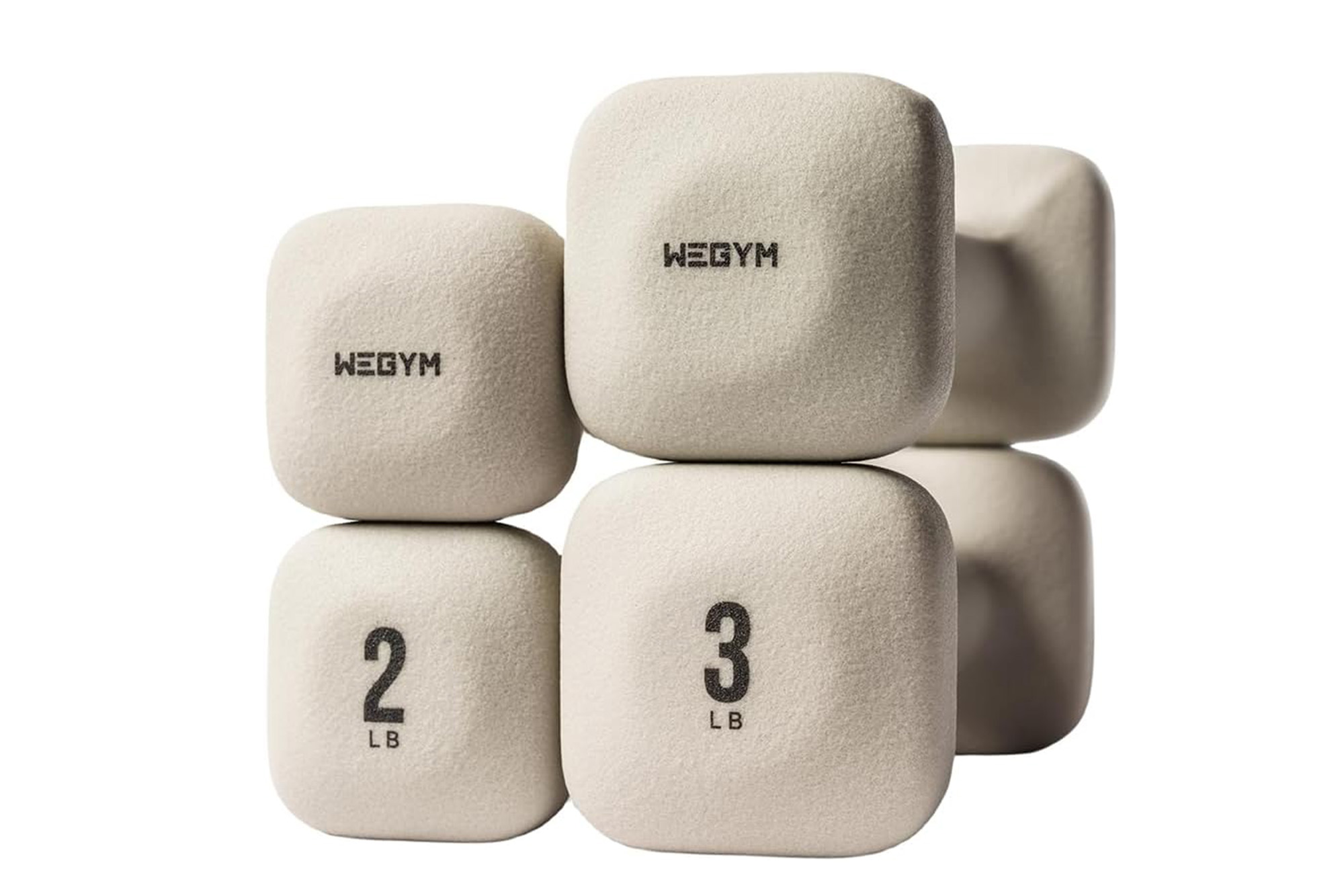 Sand colored dumbbells