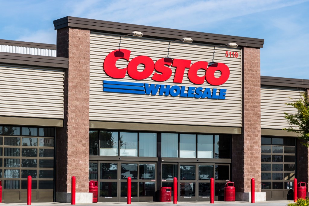 Exterior view of Costco wholesale building with signage