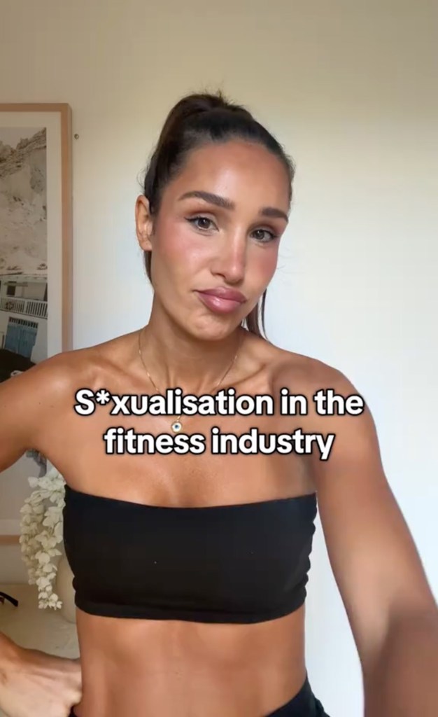 Australian Fitness Influencer Kayla Isines expressing concern about the sexual nature of training videos in tiktok