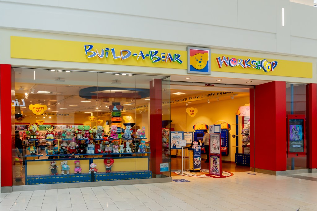The seven-year-old girl enjoying her birthday party at the Build-A-Bear workshop shop in Florida Mall, Orlando.