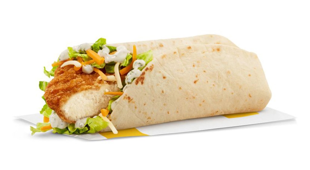 McDonald's Ranch chicken roast cover with chicken, lettuce and fresh cheese