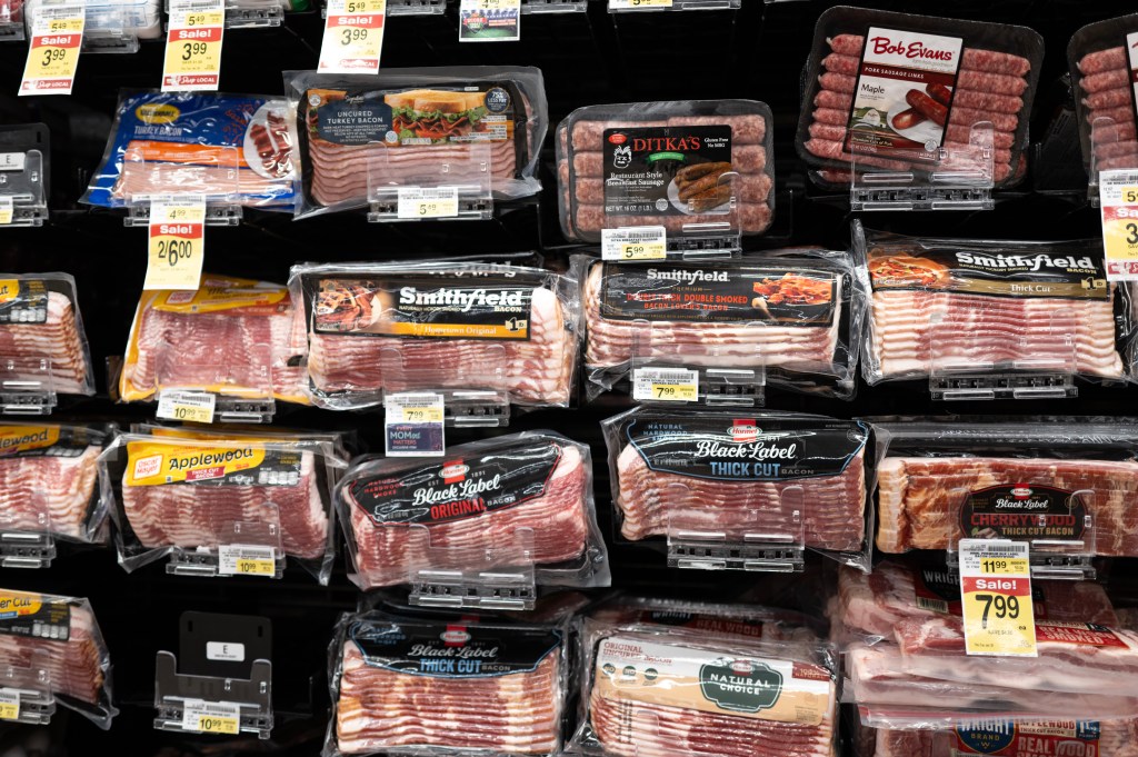 Processed meat for sale on a grocery store rack in Agoikago, Illinois on January 15, 2025