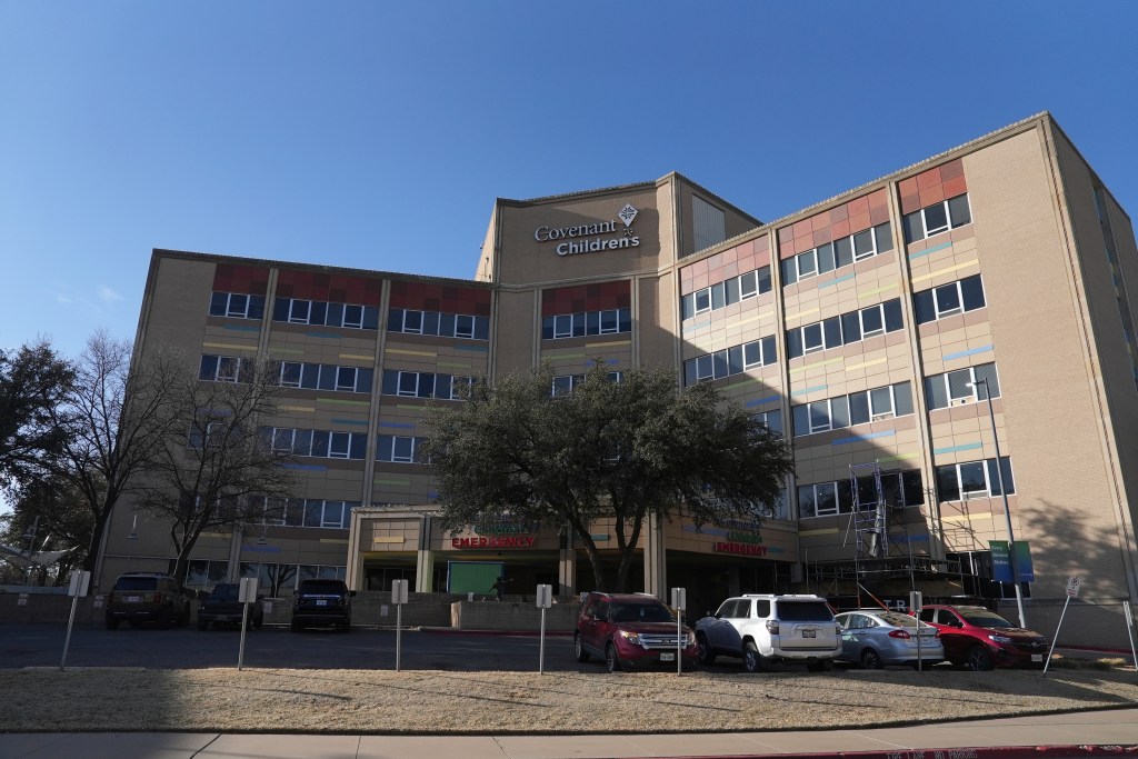 The Covenant Children Hospital was photographed from outside the emergency entrance Wednesday, February 26, 2025, in Lubbock, Texas.