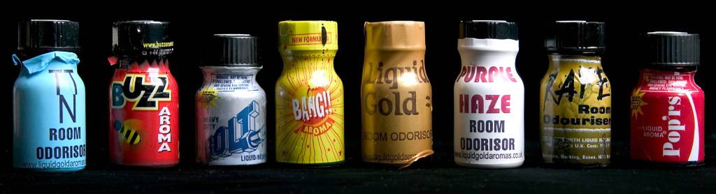 A group of small bottles, known as Poppers, photographed on September 21, 2005, sourced from the interior office website.