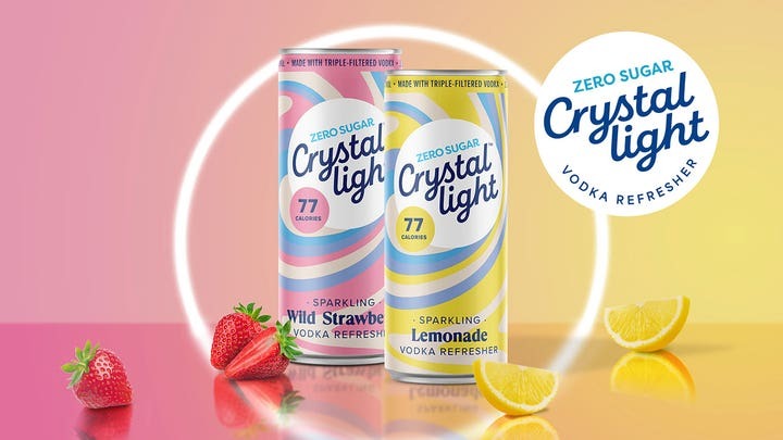 Four packages of refreshing vodka crystal light of Kraft Heinz in the scents of wild strawberries and lemonade