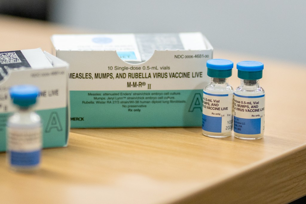 Measles, mumps, rubella virus vaccines at a vaccine clinic set by the Lubbock Public Health Department on March 1, 2025 in Lubbock, Texas.