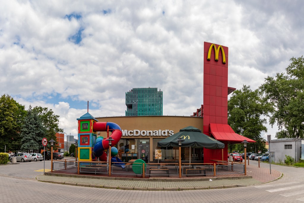 An exterior of an McDonald's restaurant